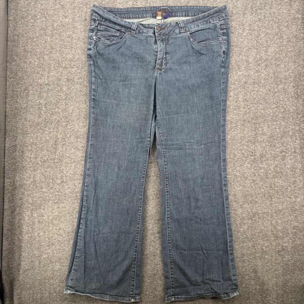 Jag Womens Plus Size 22W Blue Stretch Bootcut Denim Jeans Medium Wash Mid Rise